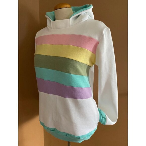Cotton Candy Cloud Hoodie Upcycled Sweatshirt One-Of-A-Kind MungoCrafts - Picture 4 of 5